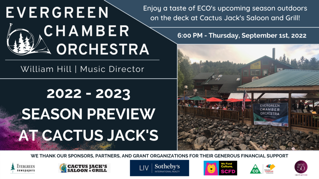2022 - 2023 ECO Season Preview at Cactus Jack's - Evergreen Chamber 2022 - 2023 ECO Season Preview at Cactus Jack's - Evergreen Chamber
